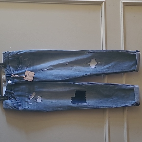 Democracy Denim - NEW Democracy "Ab"solution Indigo Distressed Patch Jeans Sz 6